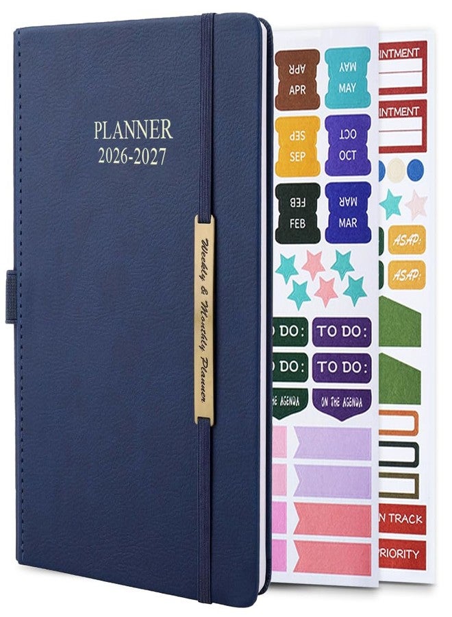 Cheericome Planner 2026-2027, Month Weekly Planner Run JAN 2026 to JUN 2027, 26-27 Planner with Pen Loop, Back Pocket and Stickers, 18 Months Planners, Blue Monthly Planners 2026-2027 - Image 1