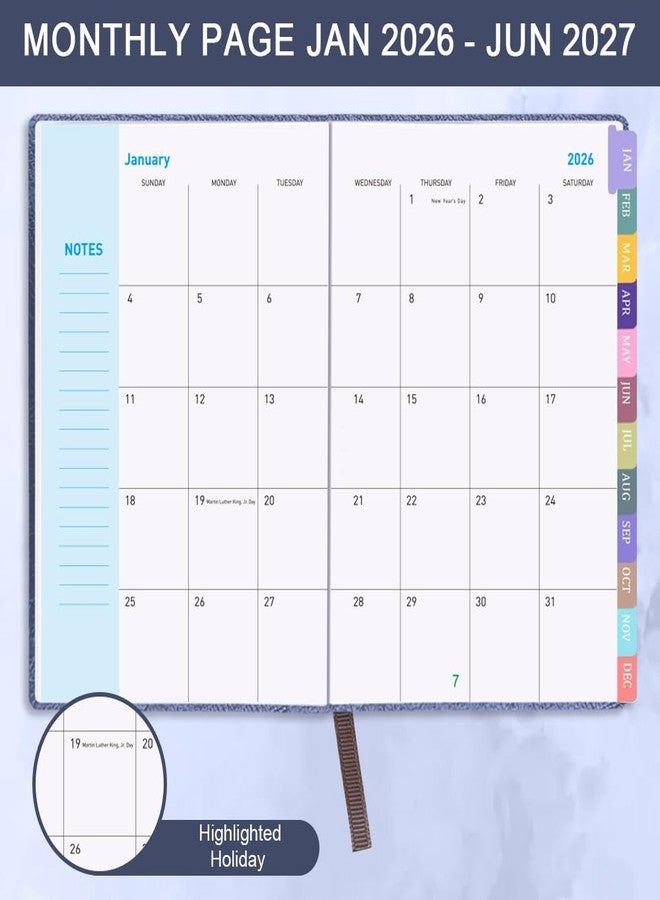 Cheericome Planner 2026-2027, Month Weekly Planner Run JAN 2026 to JUN 2027, 26-27 Planner with Pen Loop, Back Pocket and Stickers, 18 Months Planners, Blue Monthly Planners 2026-2027 - Image 2