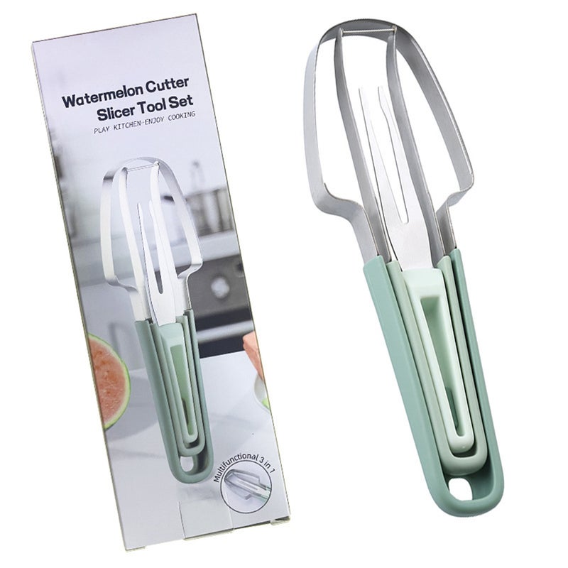 2024 Watermelon Cutting Knife, 3-in-1 Watermelon Slicer, Stainless Steel Watermelon Windmill Cutting Machine, 3-in-1 Summer Watermelon Cutting Tool Slicer Knife Set - Image 1