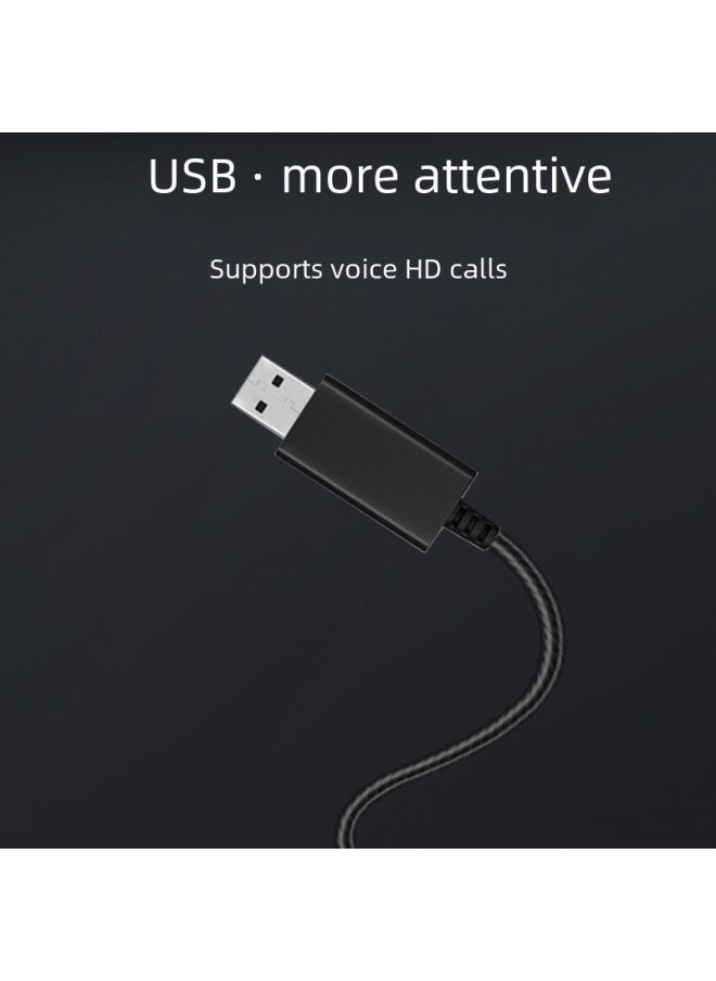 U260 Computer Headset 2.5m In-ear Usb Interface Wired With Microphone Game Eating Chicken Desktop Notebook-Color:Black  - Image 3