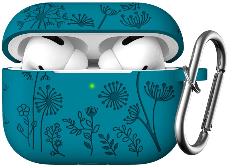 Lerobo Flower Engraved for Airpods Pro/Airpod Pro 2 Case, Cute Soft Silicone Skin Full Protective Cover Compatible with Apple Airpods Pro 2nd Generation Case/1st Generation with Keychain - Image 1