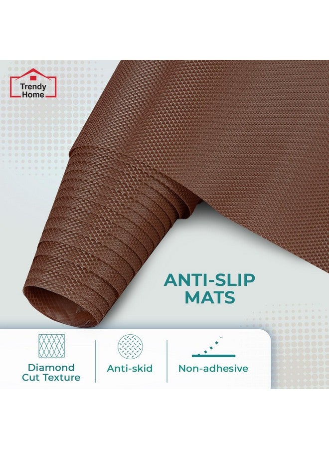 Senego by Trendy Home Anti-Slip Mat for Kitchen (45 cm x 5 m), Food Grade & Washable, Mat for Fridge, Shelves, Cupboards, EVA Shelf Liner Sheet for Drawers & Wardrobe (Diamond Texture, Brown) - Image 2