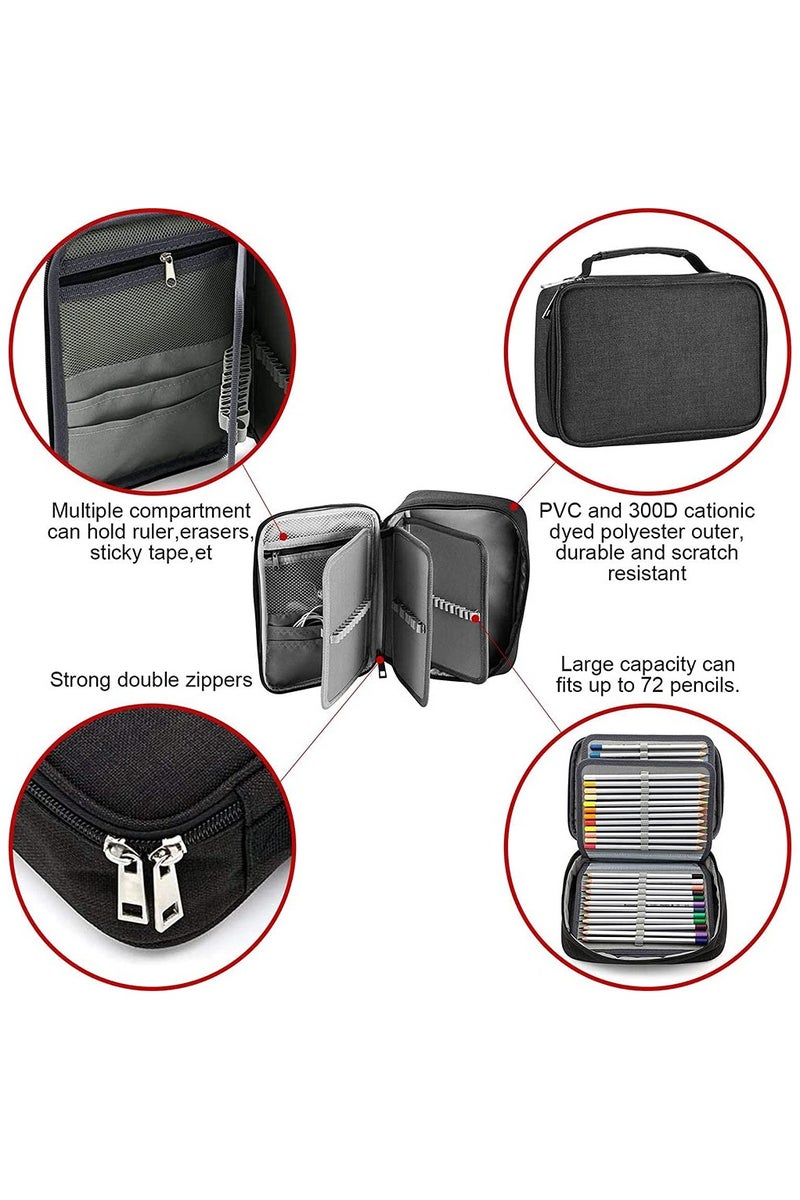 عام حافظة أقلام كبيرة السعة - 72 قطعة، حقيبة أقلام متعددة الوظائف، حاوية أدوات مكتبية ومدرسية منظمة للبنين والبنات. - Image 3