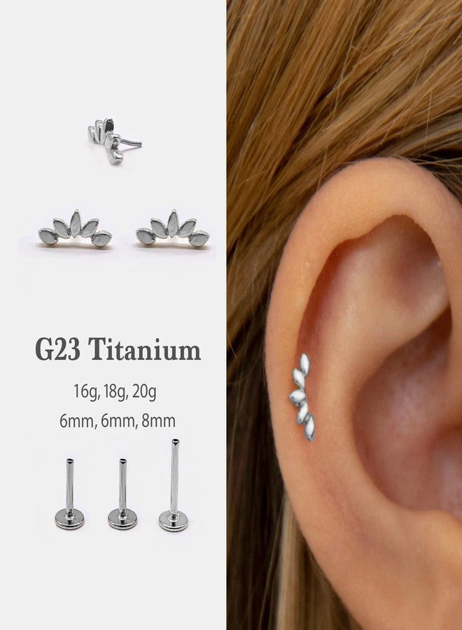 NONTAI أقراط نونتاي 20G/18G/16G بدون خيط، ذات ظهر مسطح، صغيرة الحجم، مناسبة لثقب غضروف الأذن (التراغوس، الحلزون، الصدفة)، مصنوعة من التيتانيوم، مقاس 18 (عمود 1.0 مم)، بدون أحجار كريمة. - Image 4