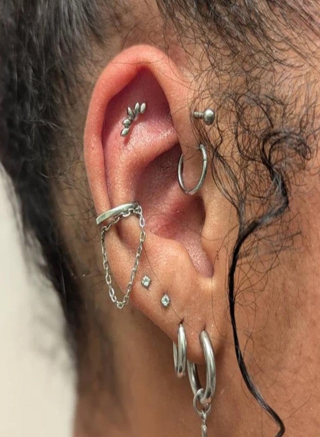 NONTAI أقراط نونتاي 20G/18G/16G بدون خيط، ذات ظهر مسطح، صغيرة الحجم، مناسبة لثقب غضروف الأذن (التراغوس، الحلزون، الصدفة)، مصنوعة من التيتانيوم، مقاس 18 (عمود 1.0 مم)، بدون أحجار كريمة. - Image 5