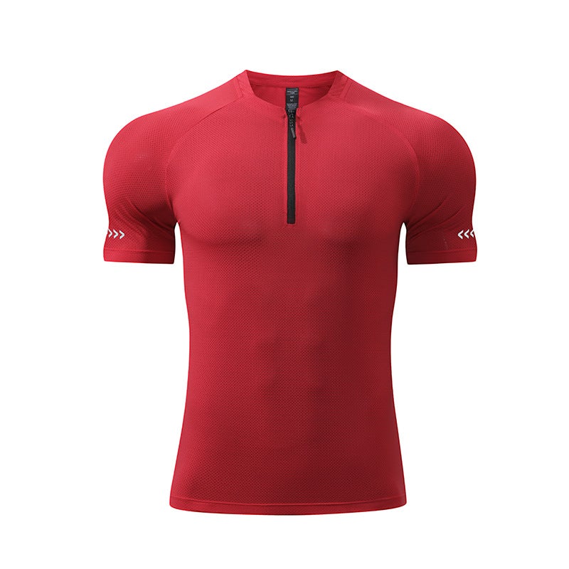 Generic Summer Mens Outdoor High-Elastic Quick-Dry Sports Tee Red
