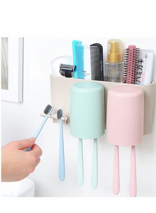 ECOCO Houseware Wall-mounted Floating Perforation-free Punch-free Toothbrush Toothpaste Holder Rack Caddy Box Cover Storage Set Toiletries Organizer with Three Cups for Bathroom - pzsku/Z50BE5B53C330969FDDA1Z/45/_/1652085984/06ee60ff-65de-4c0b-9f8b-df3ff643fc13