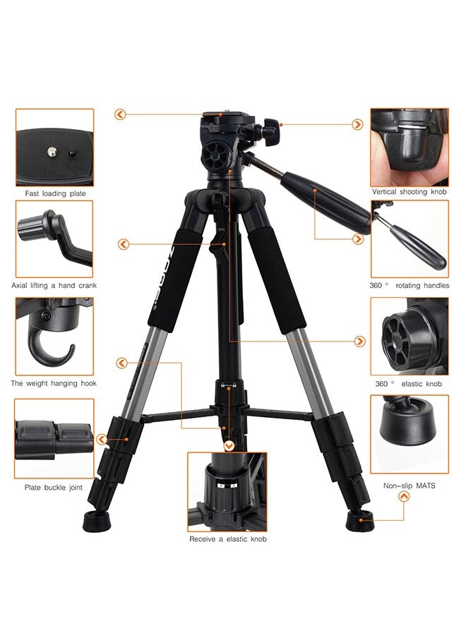 Zomei - Tripod,56-inch Camera Tripod,Flexible Travel Camera Tripod with 3-Way Pan Head and Phone Holder Mount Compatible with iPhone,Projector,Webcam,Spotting Scopes - Image 1