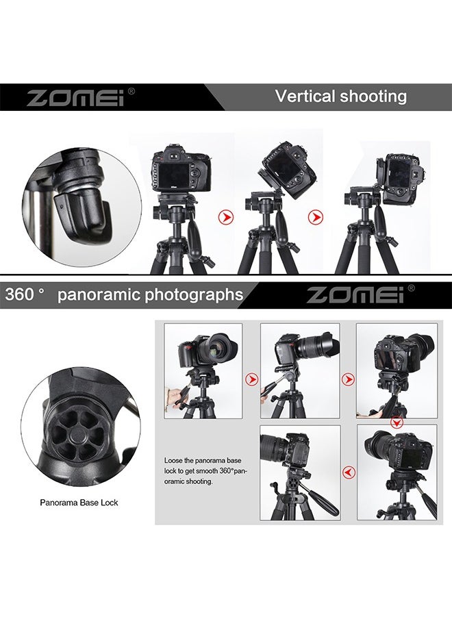Zomei - Tripod,56-inch Camera Tripod,Flexible Travel Camera Tripod with 3-Way Pan Head and Phone Holder Mount Compatible with iPhone,Projector,Webcam,Spotting Scopes - Image 1