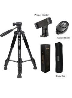 Tripod,56-inch Camera Tripod,Flexible Travel Camera Tripod with 3-Way Pan Head and Phone Holder Mount Compatible with iPhone,Projector,Webcam,Spotting Scopes