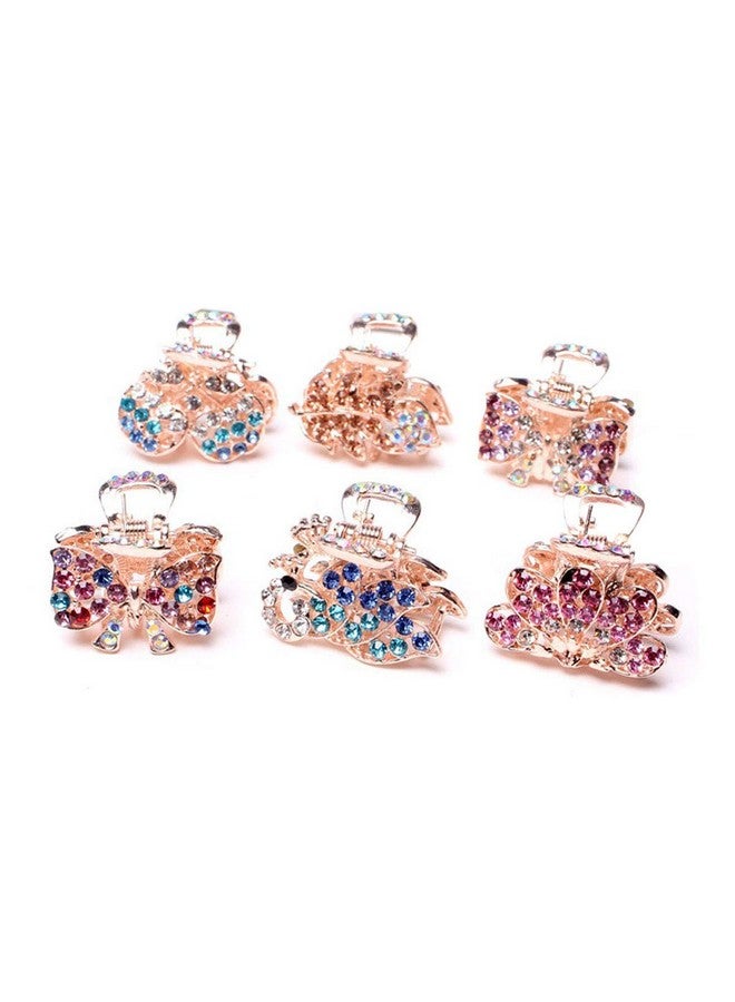 Suoirblss 6Pcs Fashion Crystal Metal Jaw Claw Hair Clip Vintage Small Rhinestone Hair Claws Hairpins Hair Claw Barrettes For Women (No 1) - Image 2