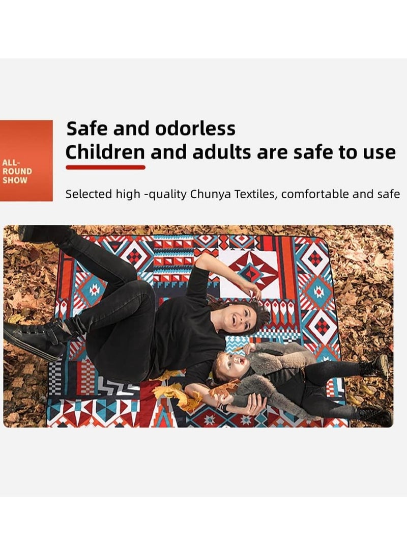 بطانقة نزهة 200x200 سم، سجادة خارجية قابلة للطي مقاومة للماء والرمل، سجادة شاطئ كبيرة للتخييم والشاطئ، غطاء أرضي سميك ومحمولفرشة رحلاتفرشه ارضيه للرحلات سجاد رحلات  فرشة خفيفة رحلات - Image 2