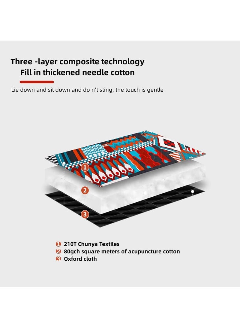 بطانقة نزهة 200x200 سم، سجادة خارجية قابلة للطي مقاومة للماء والرمل، سجادة شاطئ كبيرة للتخييم والشاطئ، غطاء أرضي سميك ومحمولفرشة رحلاتفرشه ارضيه للرحلات سجاد رحلات  فرشة خفيفة رحلات - Image 5