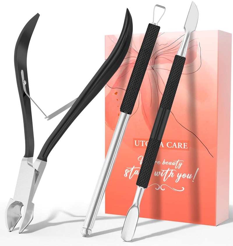 Utopia Care Cuticle Trimmer with Pusher, Nail Trimmer Set, Professional Manicure & Pedicure Kit, Cuticle Remover Tool Kit, Black - Image 1