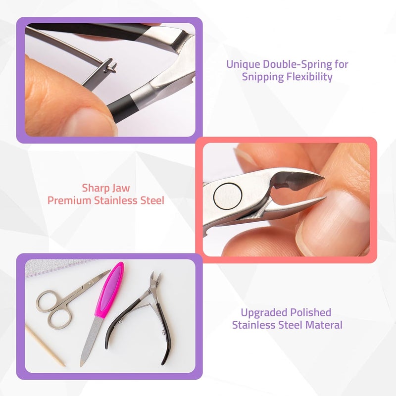 Utopia Care Cuticle Trimmer with Pusher, Nail Trimmer Set, Professional Manicure & Pedicure Kit, Cuticle Remover Tool Kit, Black - Image 2