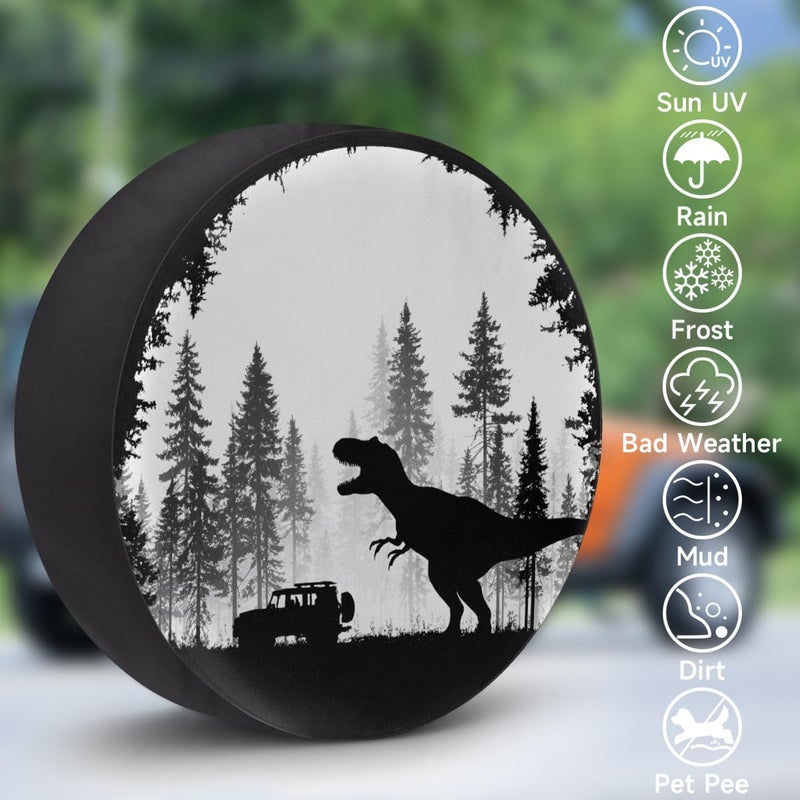 cfpolar Spare Tire Cover for RV Trailer,Dinosaur Waterproof Sun Leather Wheel Cover,Camper Spare Tire Covers Fit for Jeep Travel Trailer SUV Truck Accessories (16 in for Diameter 29” - 31”),F-5 - Image 3