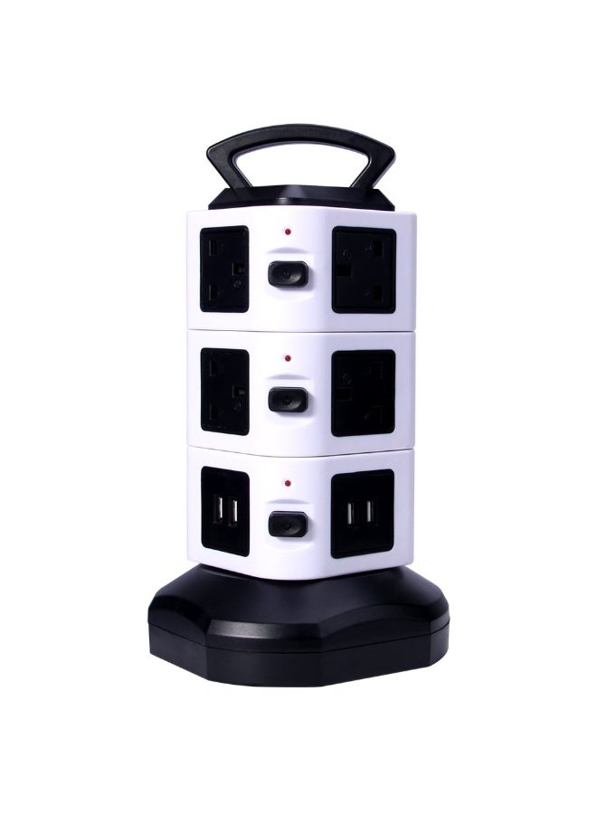 Vertical Power Strip Multi-sockets 10 Outlets and 4 USB, 2500W, 110-250 Worldwide Voltage Tower Power Socket Outlets with 6.5 Feet Cord for Home and Office or Store - Image 1