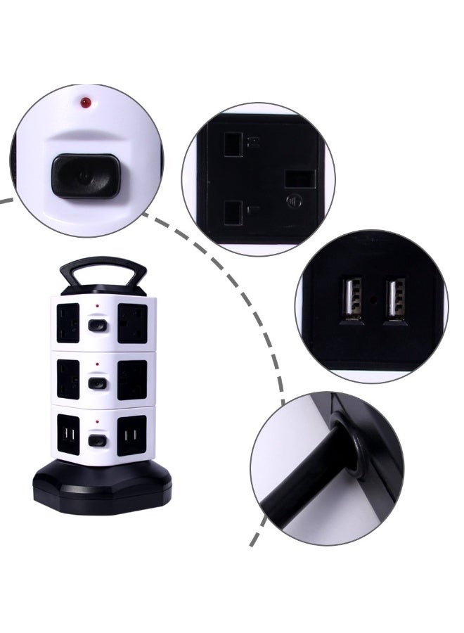 Vertical Power Strip Multi-sockets 10 Outlets and 4 USB, 2500W, 110-250 Worldwide Voltage Tower Power Socket Outlets with 6.5 Feet Cord for Home and Office or Store - Image 5