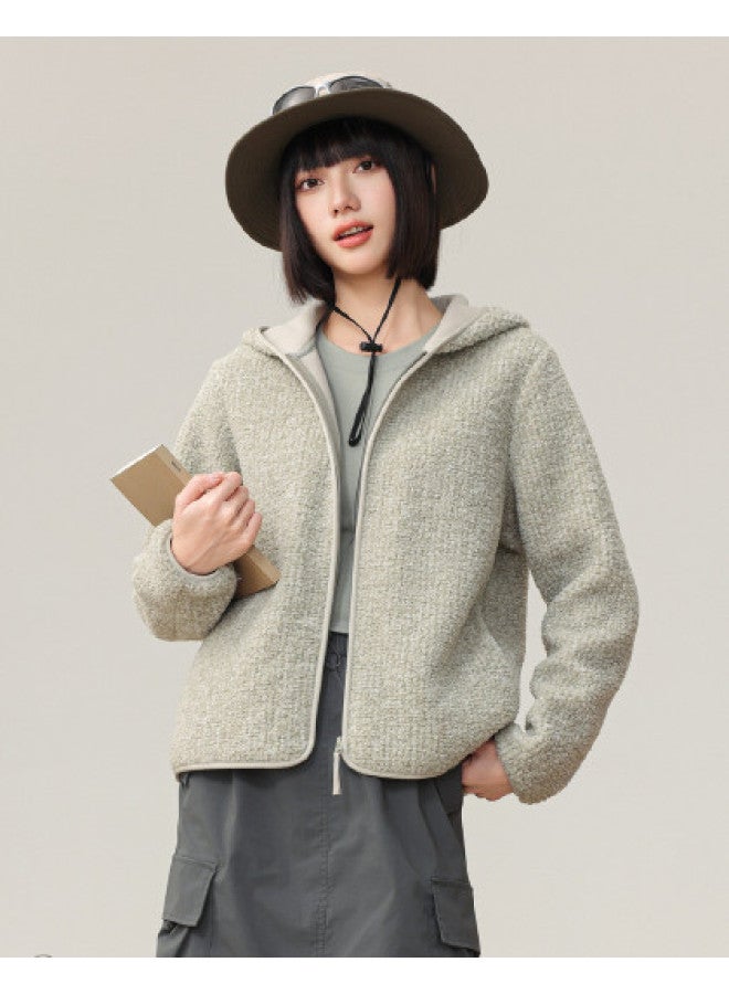 Flying in the snow Women's Short Fleece Jacket 2025 Autumn New Simple Versatile Personality Trend Long Sleeve Jacket Women - Image 1