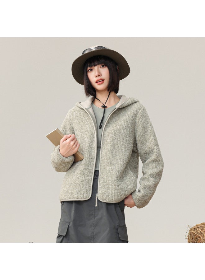 Flying in the snow Women's Short Fleece Jacket 2025 Autumn New Simple Versatile Personality Trend Long Sleeve Jacket Women - Image 2