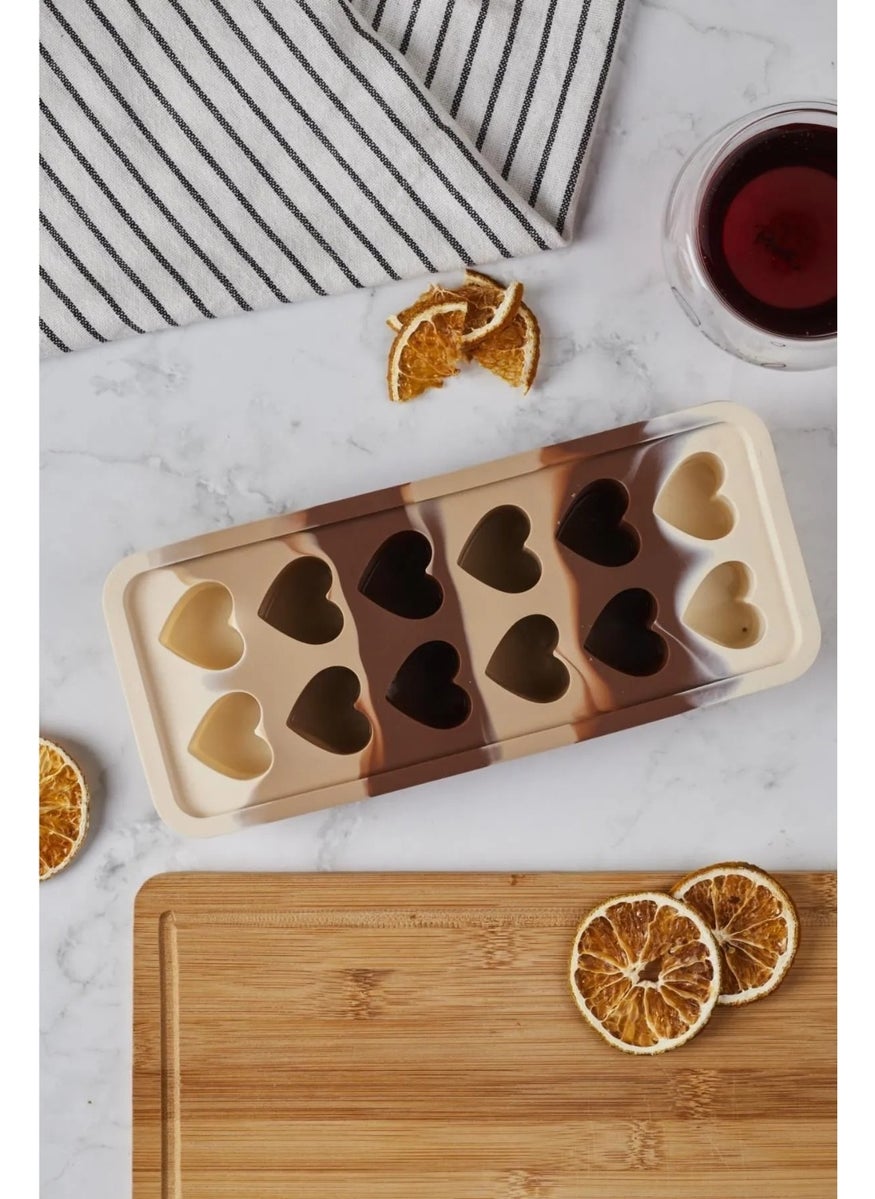 Tamu 12 LI Ice and Chocolate Mold Silicone Heart Pattern  - Image 1