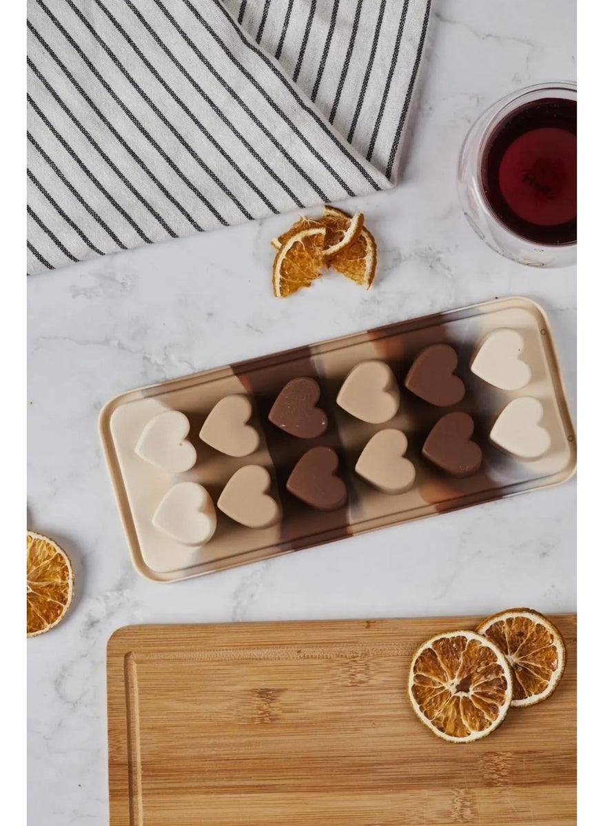 Tamu 12 LI Ice and Chocolate Mold Silicone Heart Pattern  - Image 2