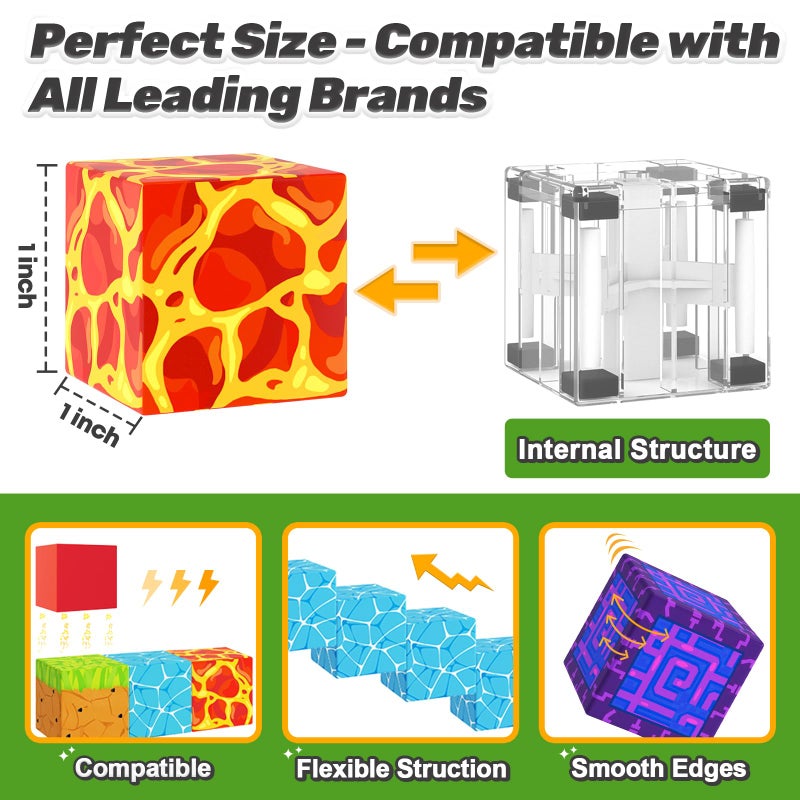 Coodoo كتل مغناطيسية - مجموعة بوابة سحرية لبناء عالم المغناطيس Mine، كتل بناء مغناطيسية، ألعاب حسية خارجية للأطفال من 3 سنوات فما فوق، ألعاب إبداعية للأطفال 84 قطعة - Image 2