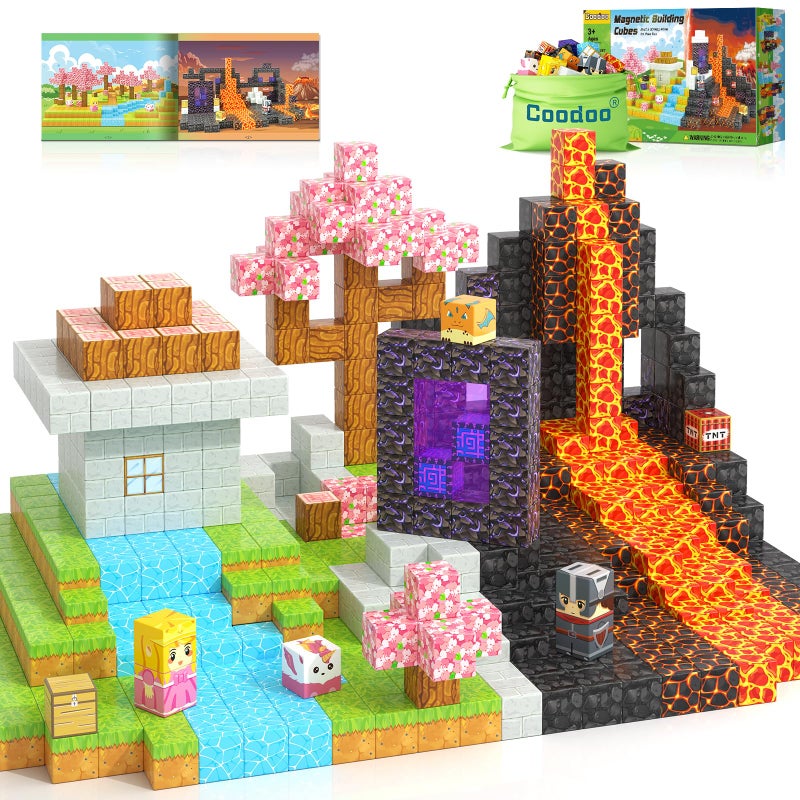 Coodoo كتل مغناطيسية - مجموعة بوابة سحرية لبناء عالم المغناطيس Mine، كتل بناء مغناطيسية، ألعاب حسية خارجية للأطفال من 3 سنوات فما فوق، ألعاب إبداعية للأطفال 84 قطعة - Image 1