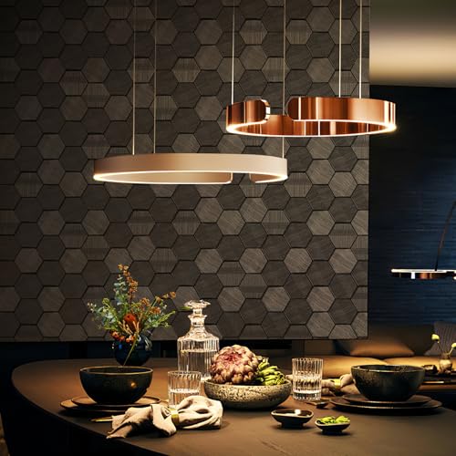 Simon&Siff Black Textured Wallpaper 3D Embossed Hexagon Geometric Wallpaper 17.3in x 39.4ft Non Woven Traditional Wallpaper for Bedroom Bathroom Textured Walls in The Bathroom (Non-Pasted) - Image 4
