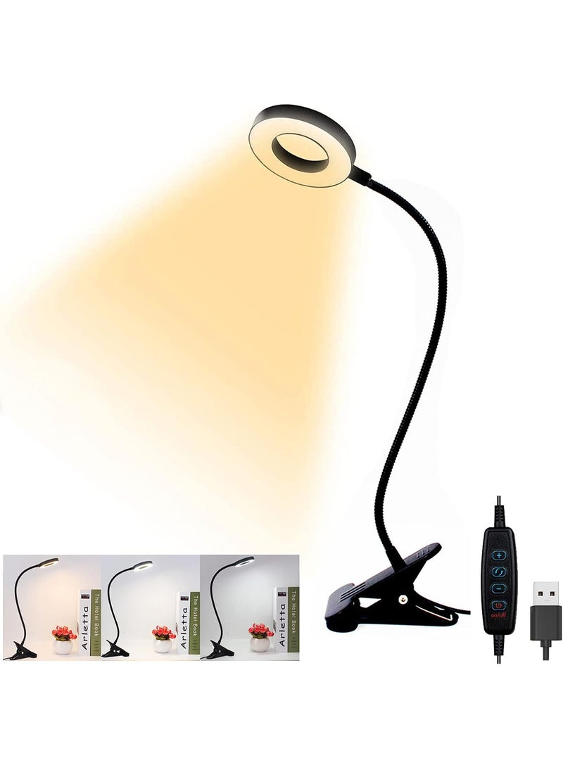 أباجورة مكتب LED USB بمشبك | 3 ألوان إضاءة ومستويات تعتيم متعددة | مصباح حماية العين مثالي لزووم والتصوير والتيك توك - Image 1