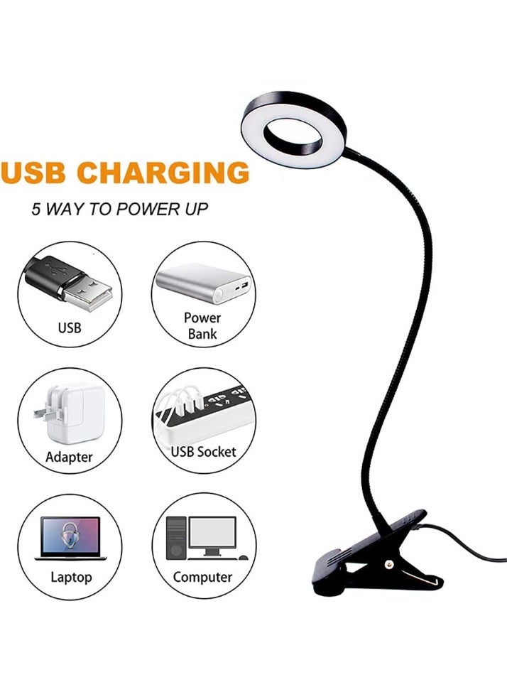 أباجورة مكتب LED USB بمشبك | 3 ألوان إضاءة ومستويات تعتيم متعددة | مصباح حماية العين مثالي لزووم والتصوير والتيك توك - Image 5