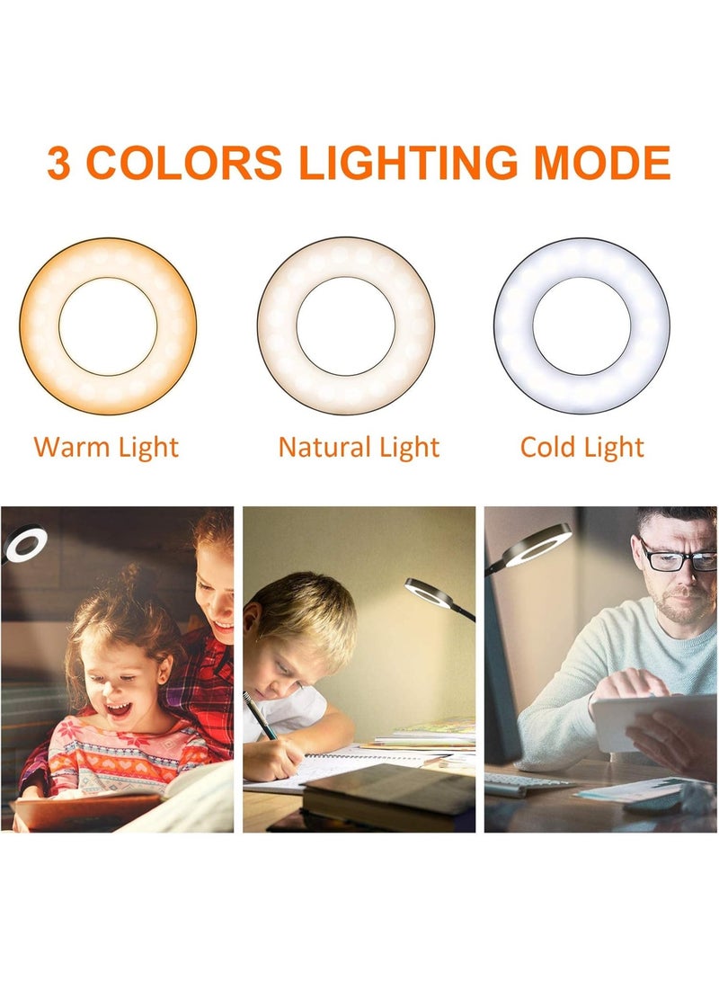 أباجورة مكتب LED USB بمشبك | 3 ألوان إضاءة ومستويات تعتيم متعددة | مصباح حماية العين مثالي لزووم والتصوير والتيك توك - Image 3