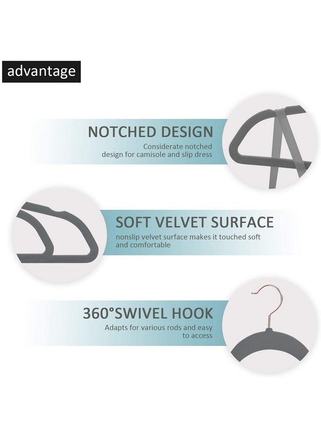 Evolluxi® Non-Slip Velvet Hangers - Suit Hanger Ultra Thin Space Saving 360 Degree Swivel Hook Strong and Durable Clothes Hangers (GREY, 6) - Image 5