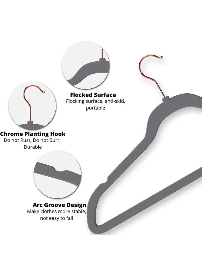 Evolluxi® Non-Slip Velvet Hangers - Suit Hanger Ultra Thin Space Saving 360 Degree Swivel Hook Strong and Durable Clothes Hangers (GREY, 6) - Image 2