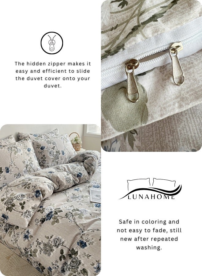 LUNA Home King size 6-piece duvet cover set with blue roses.  - Image 5