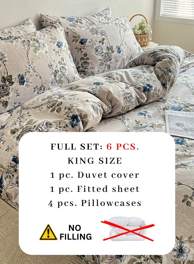 LUNA Home King size 6-piece duvet cover set with blue roses.  - Image 3