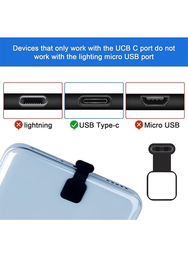 دبليو أف أف أو 10 قطع سدادات غبار لمنفذ Type C، أغطية حماية غبار USB C لهواتف Type-C ضد الغبار، سدادة شحن سيليكونية مع مادة لاصقة قابلة للإزالة متوافقة مع سلسلة iPhone 15 وSamsung وHuawei ومعظم أجهزة منفذ C (أسود/شفاف) - Image 4