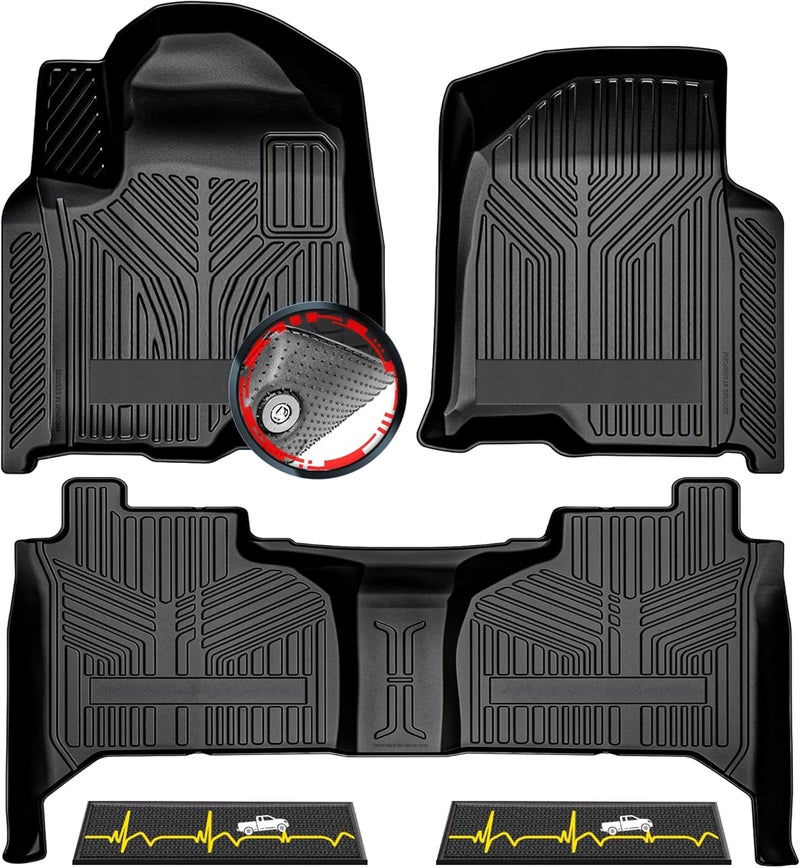 Torcia 3D Car Mats Custom Fit for 2019-2024 Chevy Silverado/GMC Sierra 1500 Crew Cab - All-Weather Truck Floor Liners with WetStop Patch & Anti-Slip Spikes - Image 1