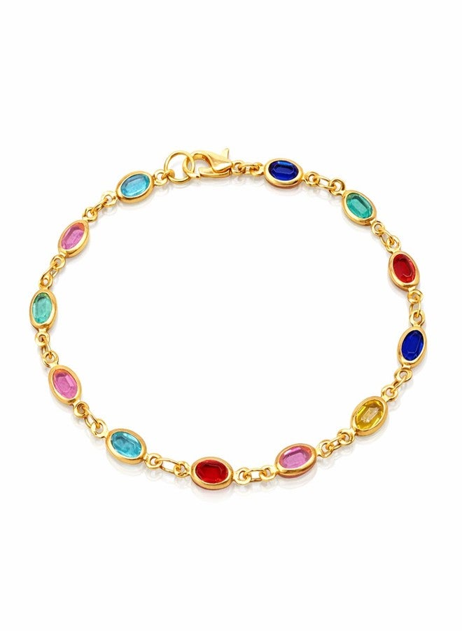 SHANKHRAJ MALL Gold Plated Beaded Bracelet for Women | Pearl & Pastel Stone Charm Bracelet | Adjustable Chain Link Bracelet (A399) - Image 5