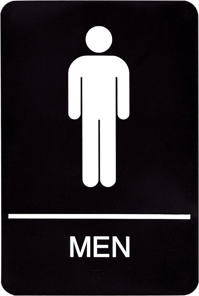 Headline Sign 9002 Mens Restroom ADA Sign with Grade 2 Braille and Tactile Graphics 6 x 9 BlackWhite Made in USA - Image 2