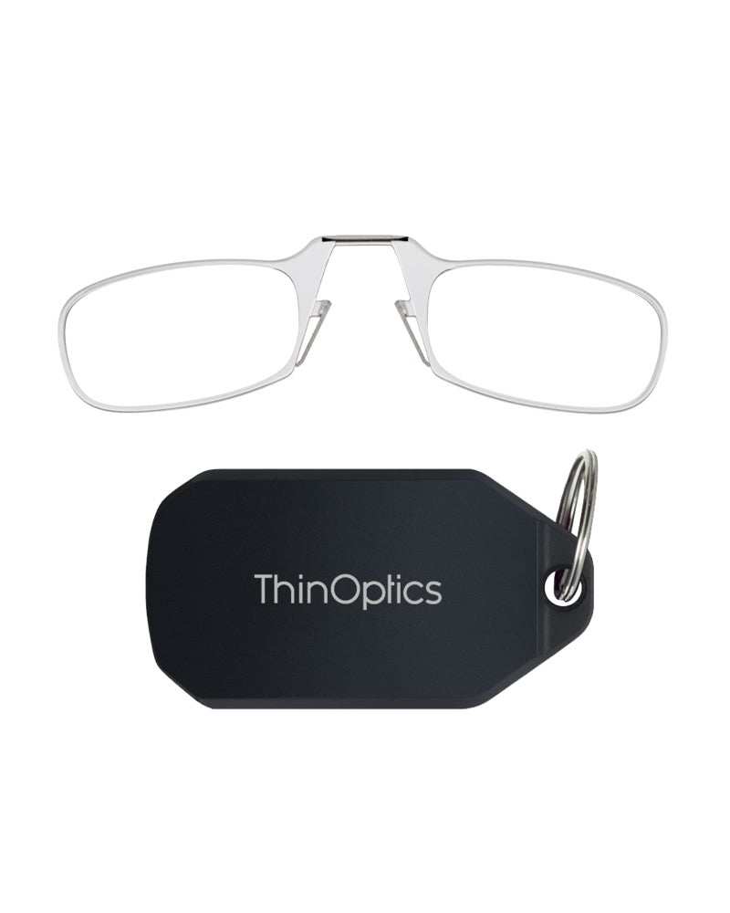 ThinOptics Keychain Case and Readers Rectangular Reading Glasses, Black, 44 mm + 2 - Image 1