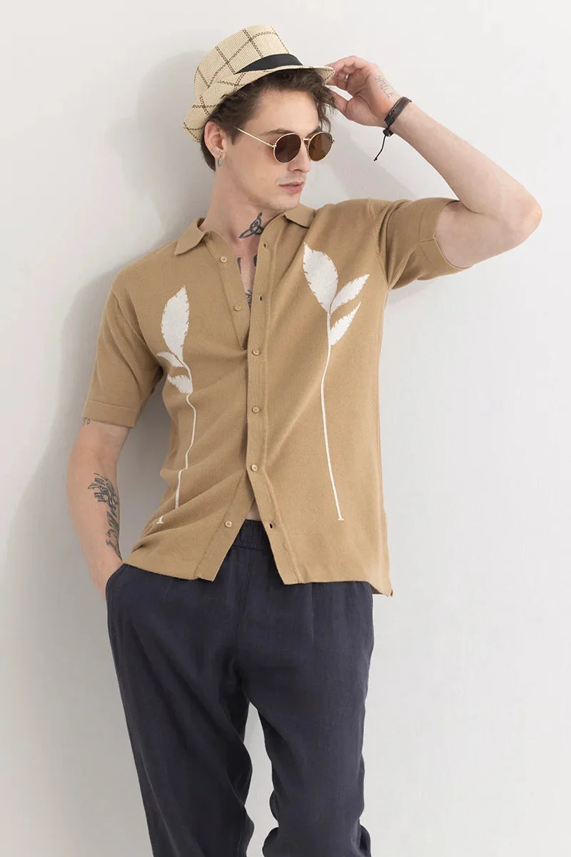 SNITCH Plumaleaf Beige Knitted Shirt