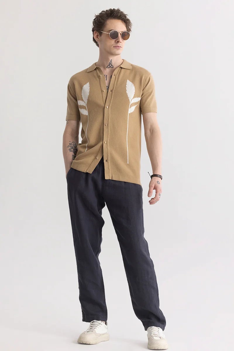 SNITCH Plumaleaf Beige Knitted Shirt - Image 3