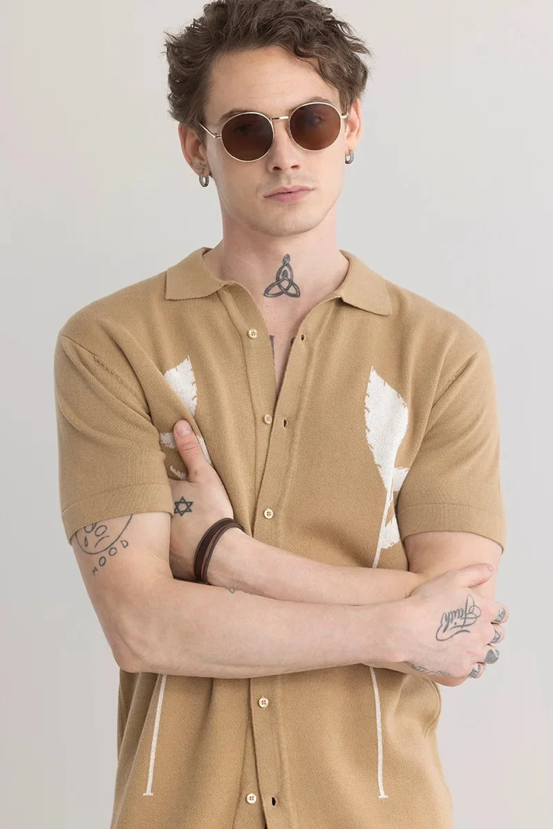 Snitch beige Plumaleaf Beige Knitted Shirt for Men | Best Price UAE