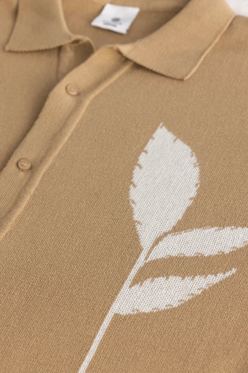 SNITCH Plumaleaf Beige Knitted Shirt - Image 2
