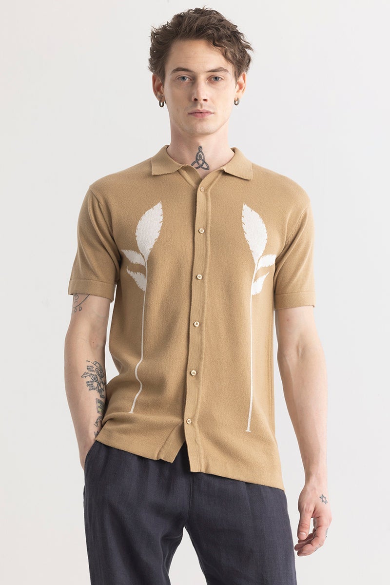 SNITCH Plumaleaf Beige Knitted Shirt - Image 1