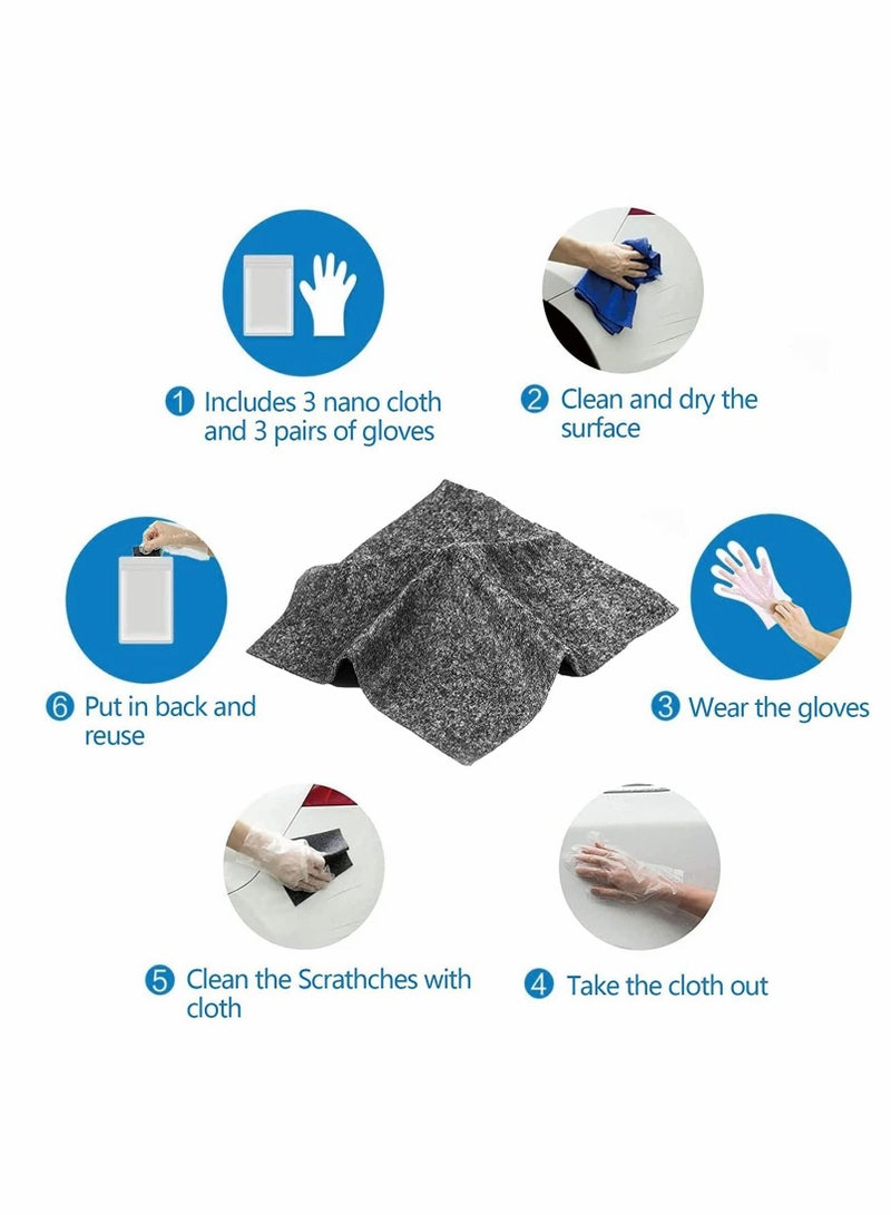 Y&D Car Scratch Remover, Nano Sparkle Cloth for Scratches, 4 Pcs Magic Clean Paint, Surface Polish, Water Stains, Rust and Scratches Remover(Gray)  - Image 3