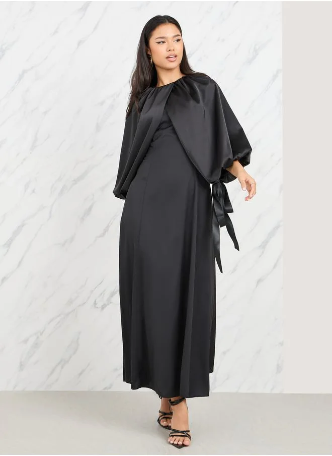 Styli Cape Volume Sleeves A-line Maxi Dress