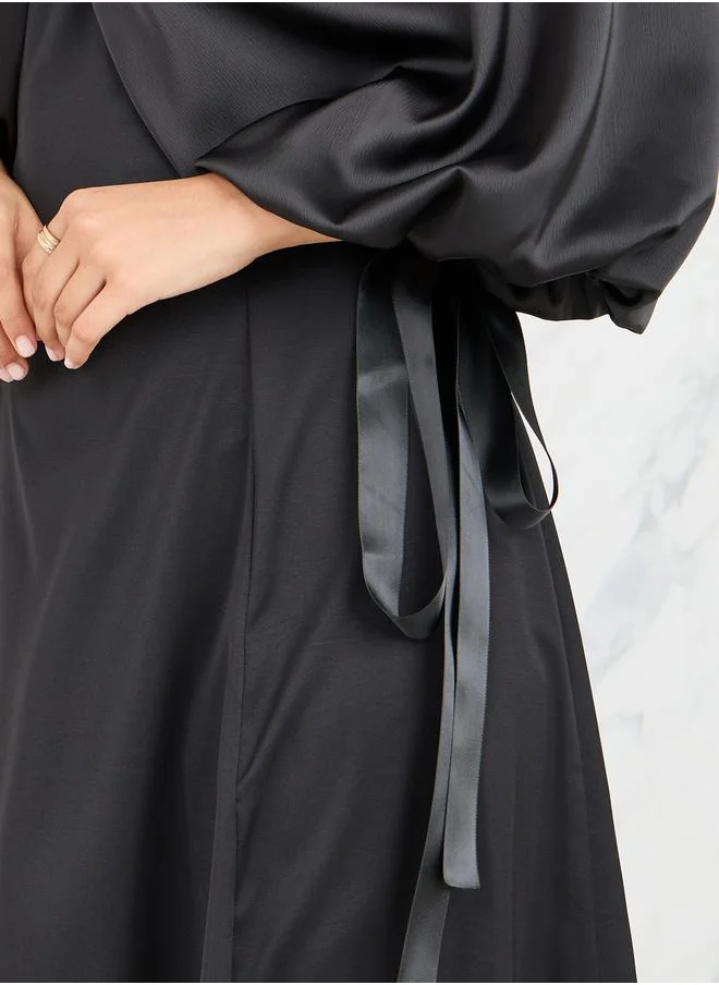 Styli Cape Volume Sleeves A-line Maxi Dress
