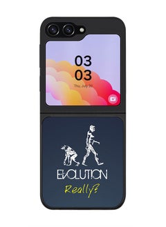 Rugged Black edge case for Samsung Galaxy Z Flip5, Slim fit Soft Case Flexible Rubber Edges Anti Drop TPU Gel Thin Cover -  Evolution, Really (Grey)